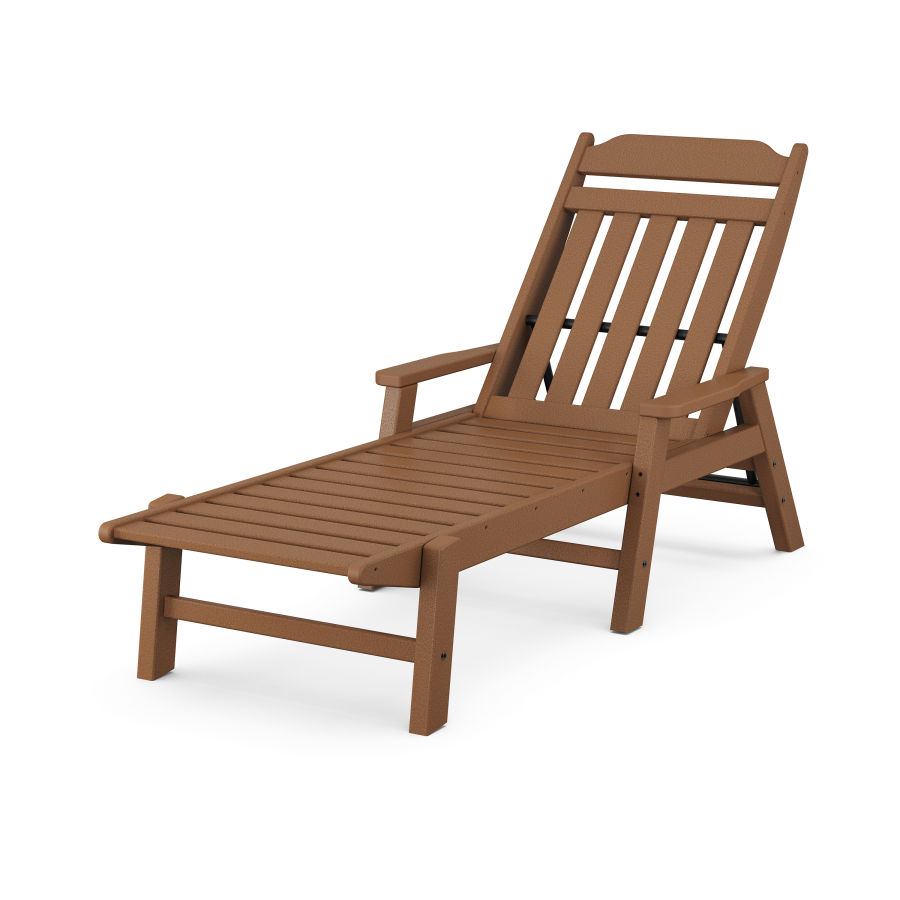 POLYWOOD Country Living Chaise with Arms in Teak