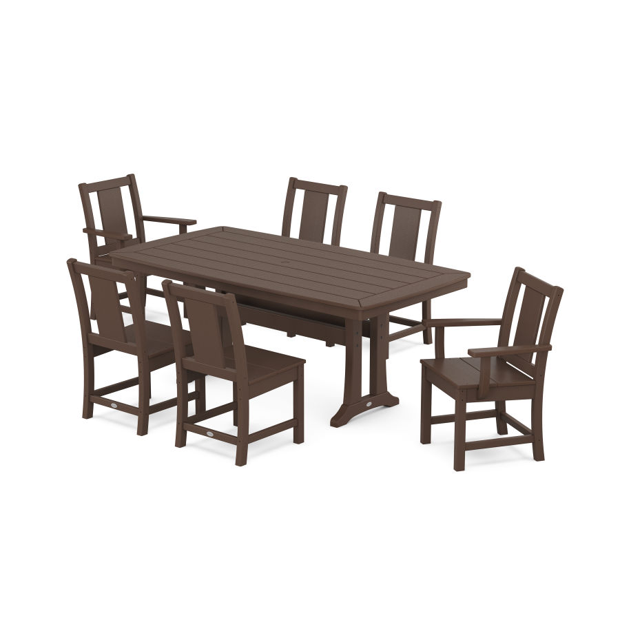 POLYWOOD Prairie 7-Piece Dining Set with Trestle Legs in Mahogany