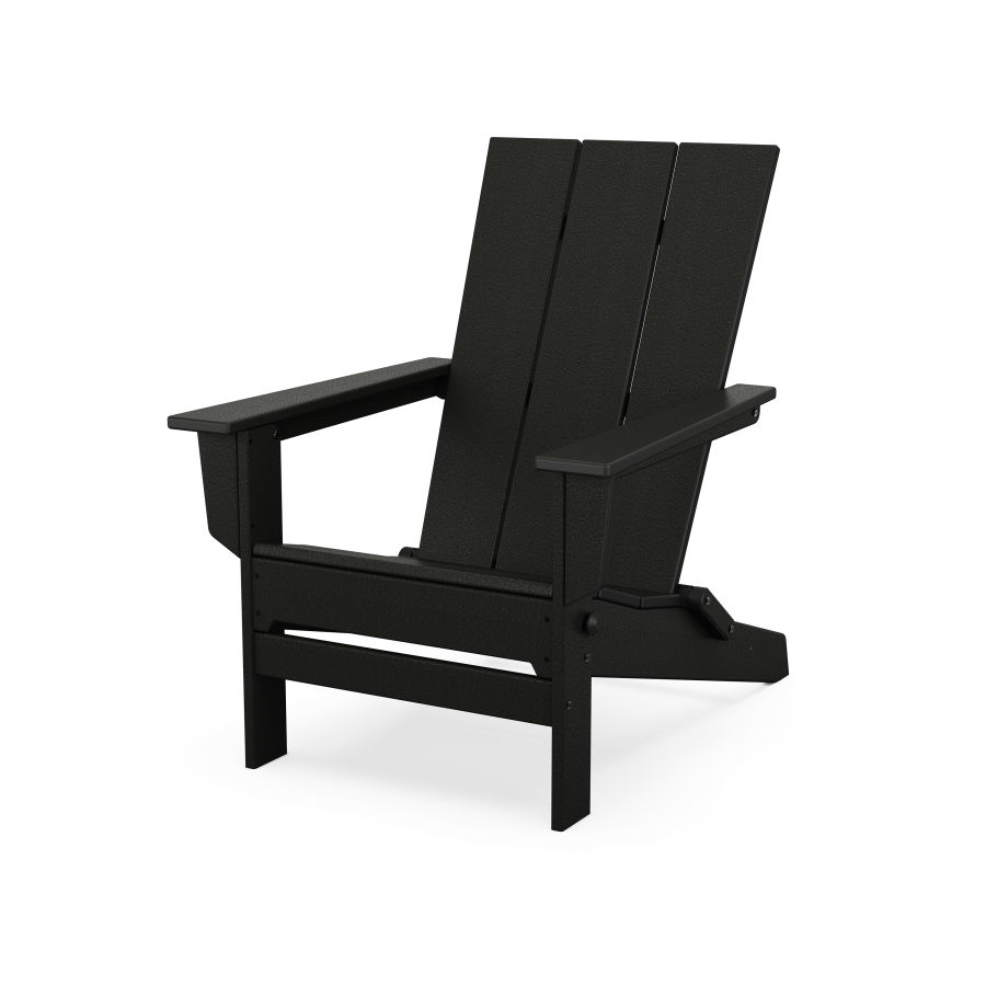 POLYWOOD Modern Studio Folding Adirondack Chair in Black