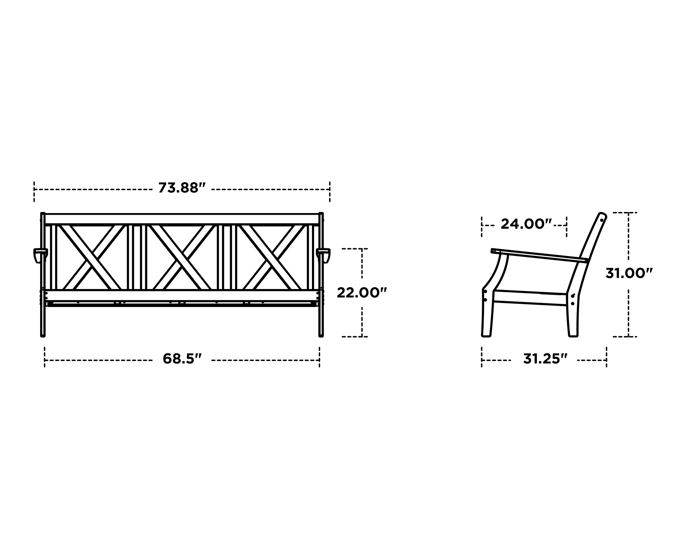 Dimensions for Braxton Deep Seating Sofa
