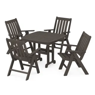 POLYWOOD Vineyard Folding Chair 5-Piece Dining Set in Vintage Finish