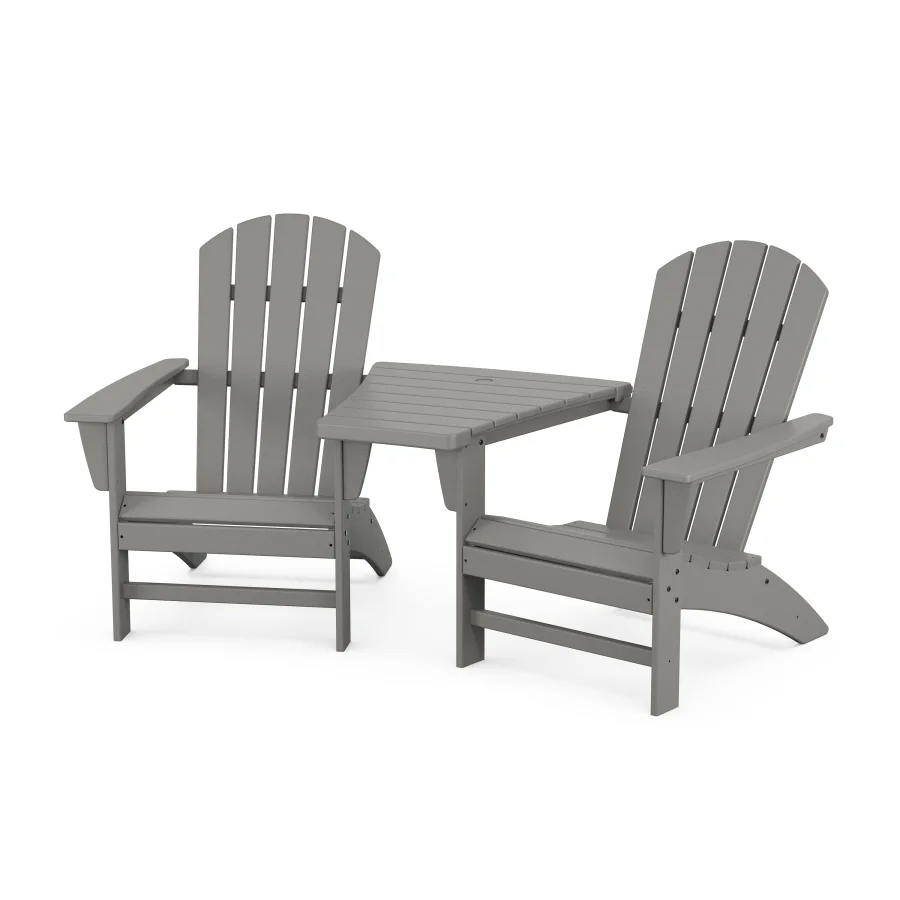 POLYWOOD Nautical 3-Piece Adirondack Set with Angled Connecting Table