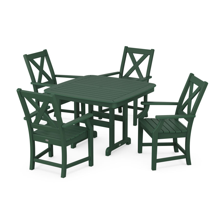 POLYWOOD Braxton 5-Piece Dining Set with Trestle Legs in Green