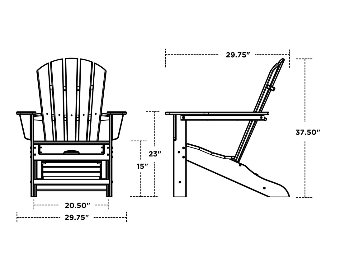 Dimensions for Palm Coast Ultimate Adirondack with Hideaway Ottoman