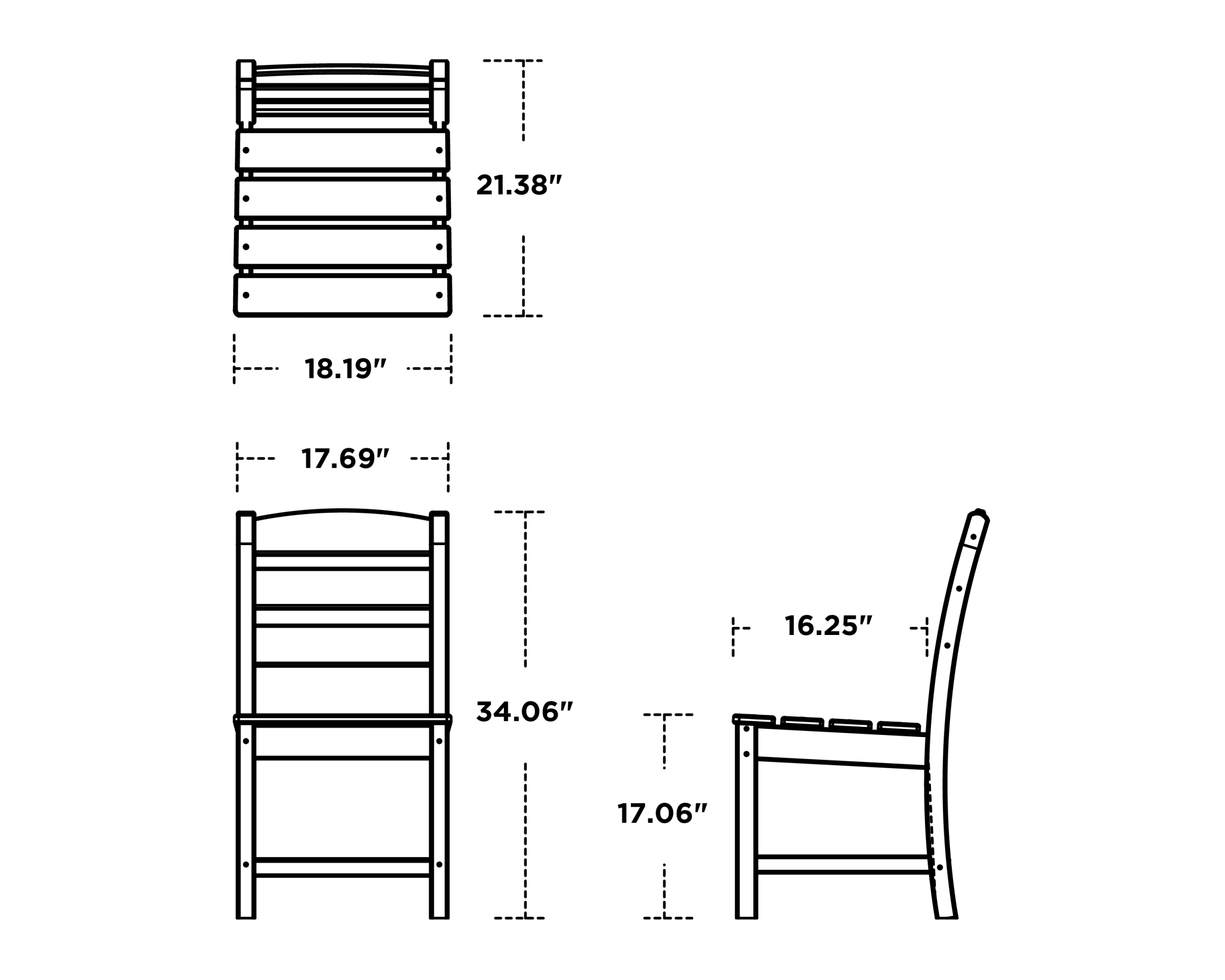 Dimensions for Lakeside Dining Side Chair