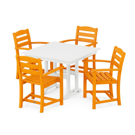 La Casa Café 5-Piece Farmhouse Dining Set in Tangerine