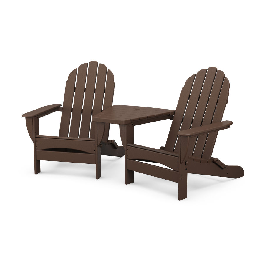 POLYWOOD Classic Oversized Adirondacks with Angled Connecting Table in Mahogany