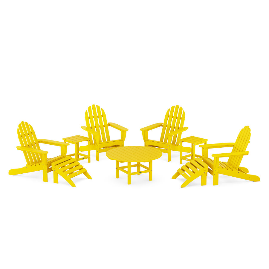 POLYWOOD Classic Adirondack Chair 9-Piece Conversation Set in Lemon