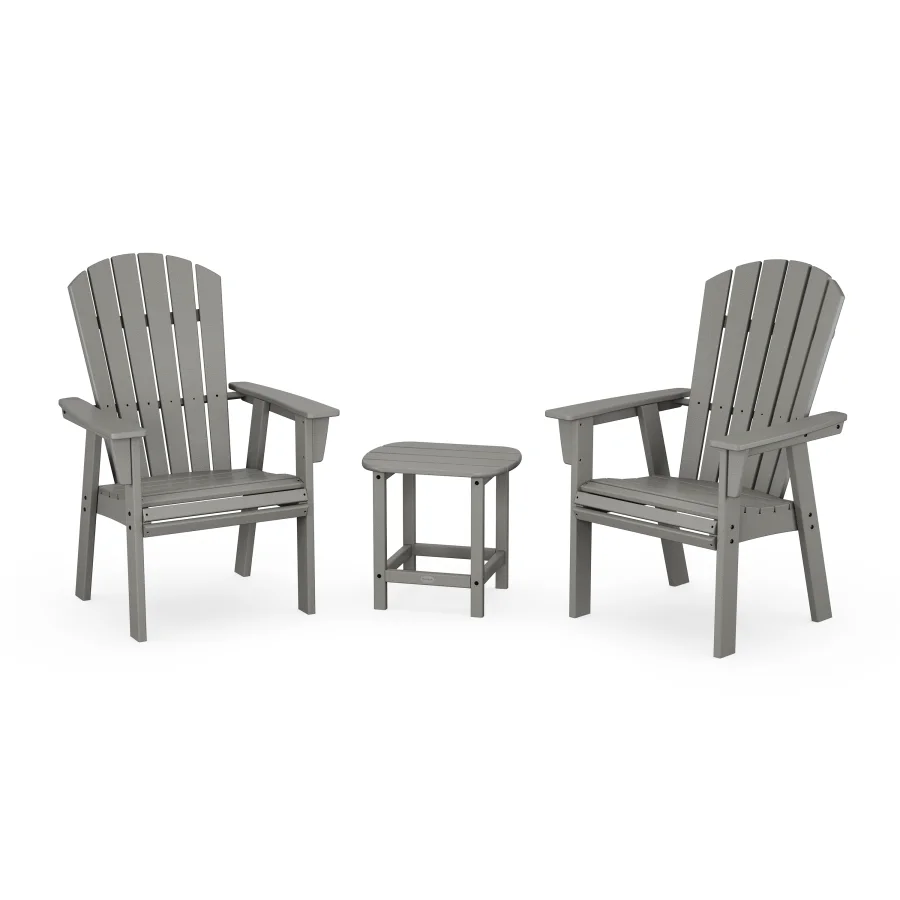 POLYWOOD Nautical 3-Piece Curveback Upright Adirondack Chair Set