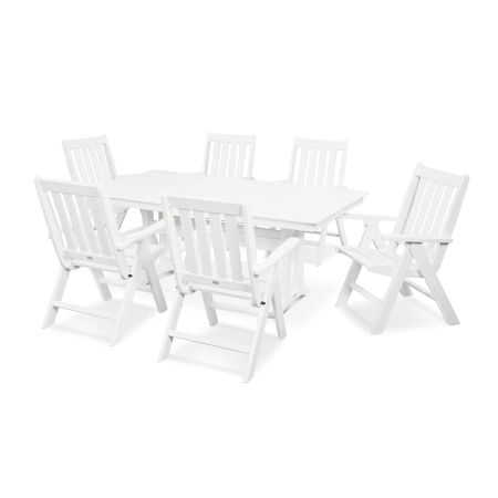 Vineyard 7-Piece Farmhouse Folding Dining Set in White