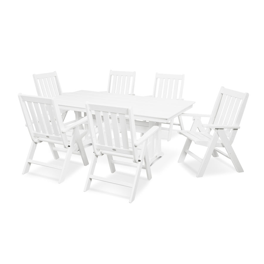 POLYWOOD Vineyard 7-Piece Farmhouse Folding Dining Set in White
