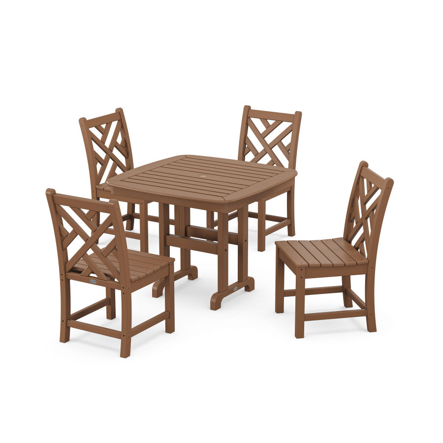 POLYWOOD Chippendale 5-Piece Side Chair Dining Set in Teak