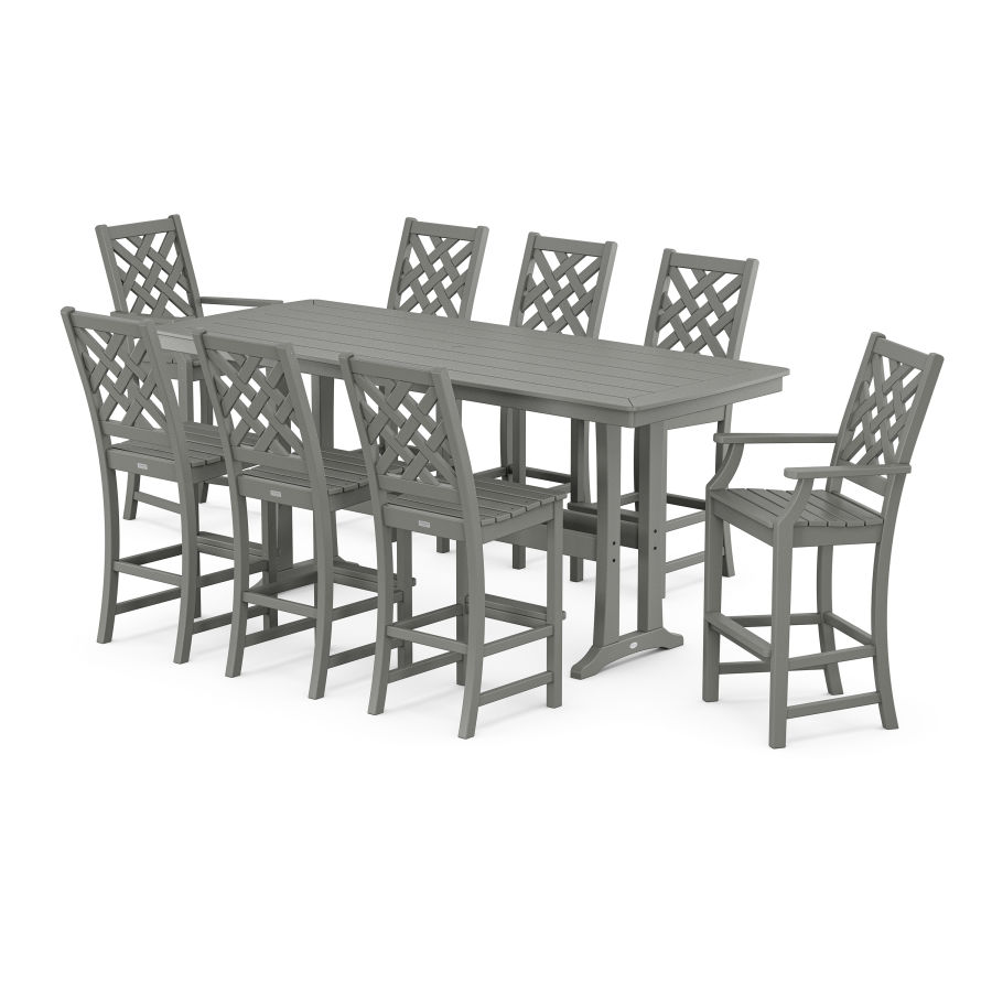 POLYWOOD Wovendale 9-Piece Bar Set with Trestle Legs