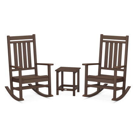 Estate 3-Piece Rocking Chair Set with Long Island 18" Side Table in Mahogany
