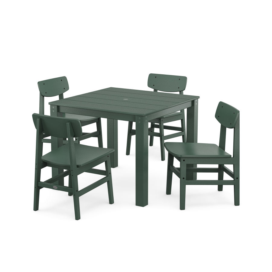 POLYWOOD Modern Studio Urban Chair 5-Piece Parsons Dining Set in Green