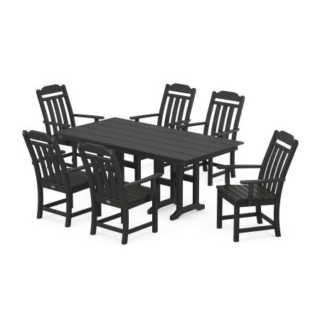 Country Living Arm Chair 7-Piece Farmhouse Dining Set in Black