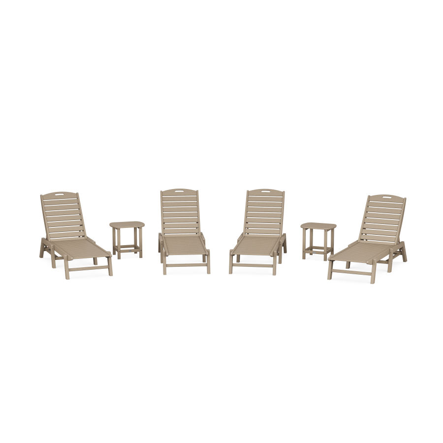 POLYWOOD Nautical Chaise 6-Piece Set in Vintage Sahara