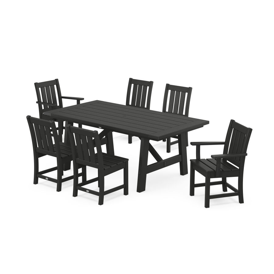 POLYWOOD Oxford 7-Piece Rustic Farmhouse Dining Set in Black