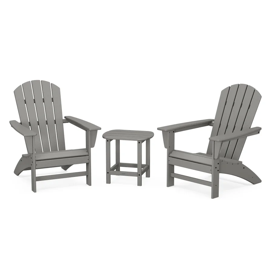 POLYWOOD Nautical 3-Piece Adirondack Set with South Beach 18" Side Table