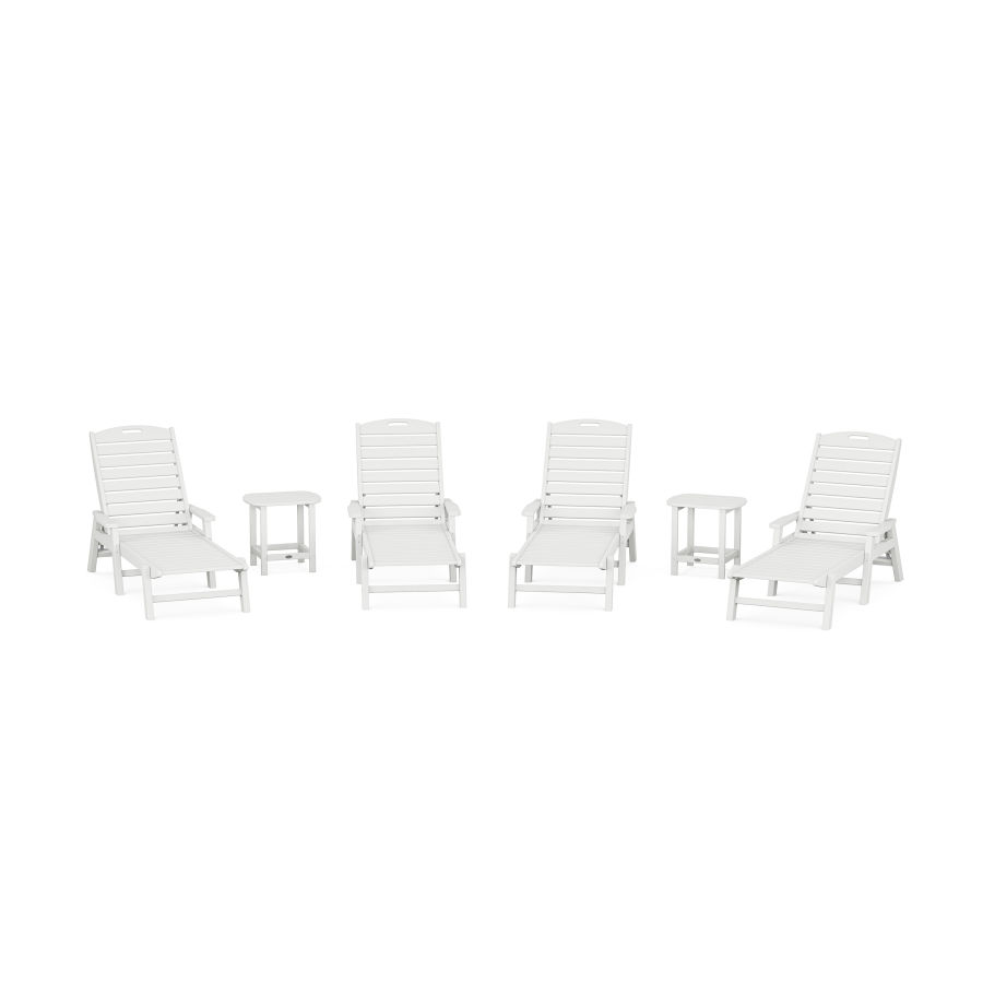 POLYWOOD Nautical Chaise 6-Piece Set with Arms in White