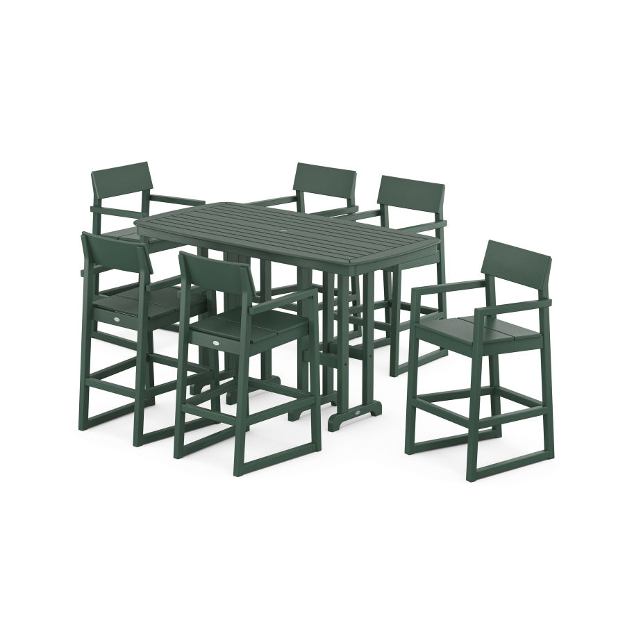 POLYWOOD EDGE Arm Chair 7-Piece Bar Set in Green