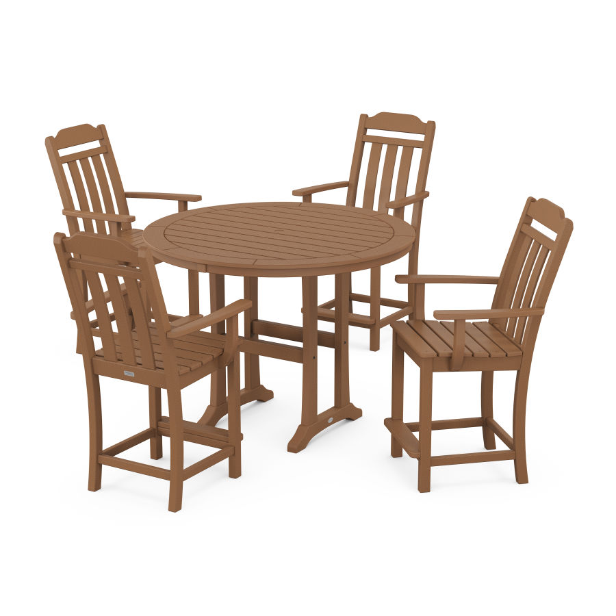 POLYWOOD Country Living 5-Piece Round Counter Set in Teak
