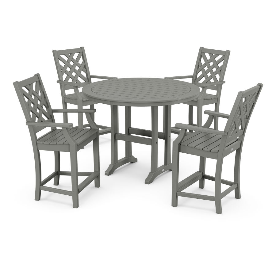 POLYWOOD Wovendale 5-Piece Round Counter Set