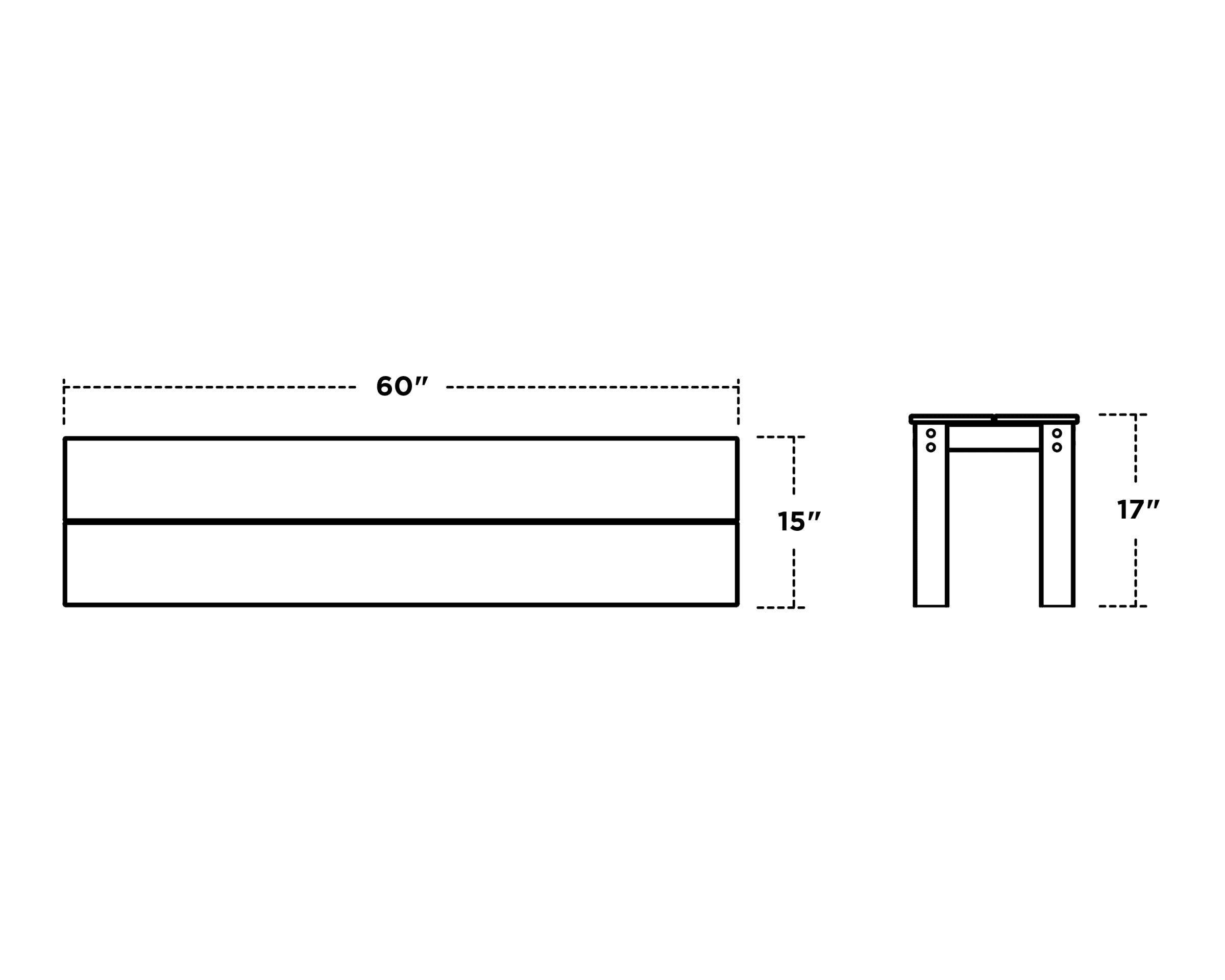 Dimensions for Parsons 60" Bench