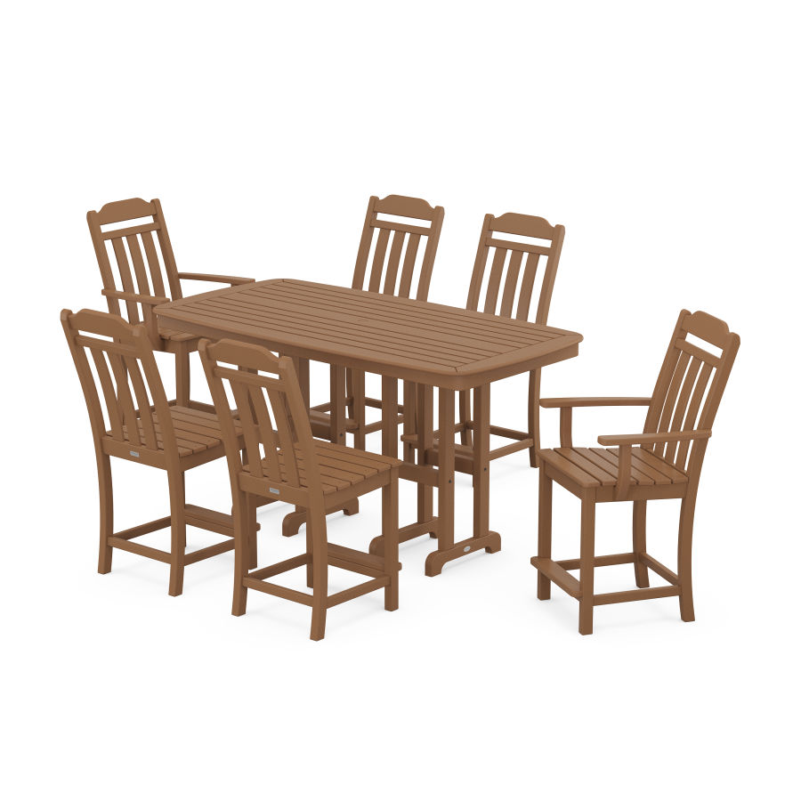 POLYWOOD Country Living 7-Piece Counter Set in Teak