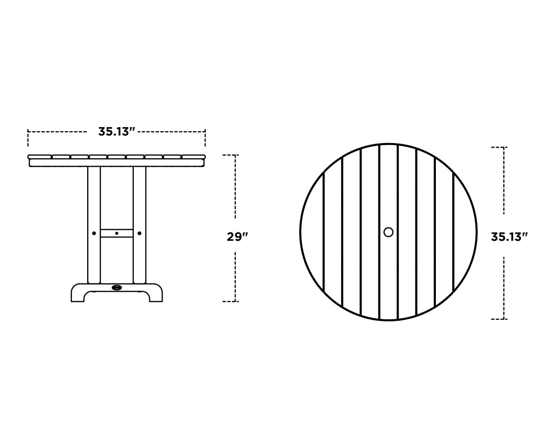 Dimensions for 36" Round Farmhouse Dining Table