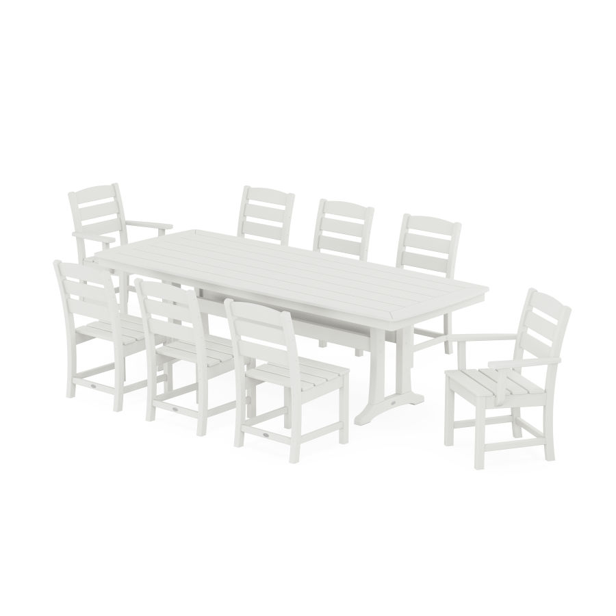 POLYWOOD Lakeside 9-Piece Dining Set with Trestle Legs in Vintage White