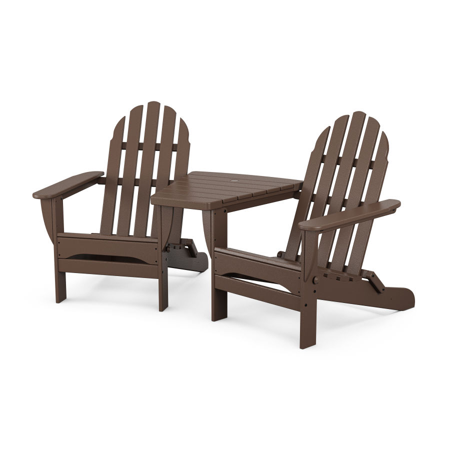 POLYWOOD Classic Folding Adirondacks with Connecting Table in Mahogany