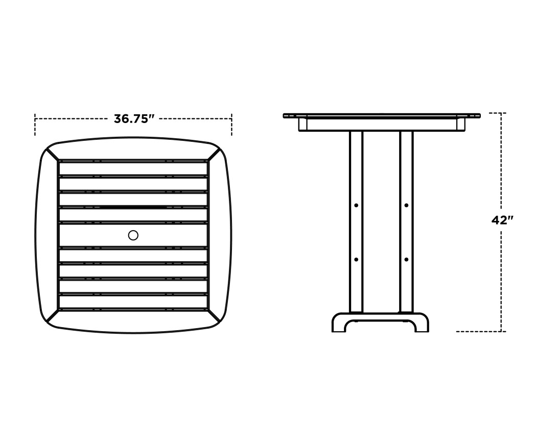 Dimensions for Nautical 37" Bar Table