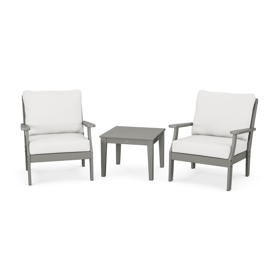 POLYWOOD Braxton 3-Piece Deep Seating Set in Slate Grey / Natural Linen