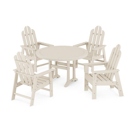 Long Island 5-Piece Round Dining Set with Trestle Legs in Sand