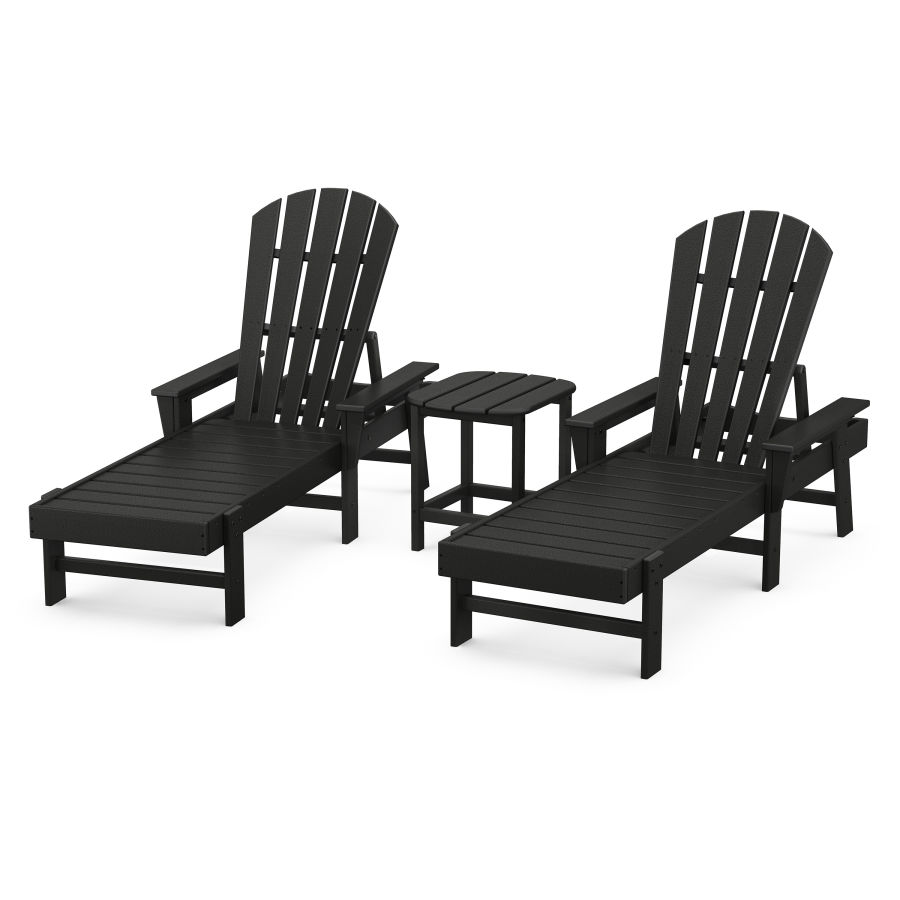 POLYWOOD South Beach Chaise 3-Piece Set in Black