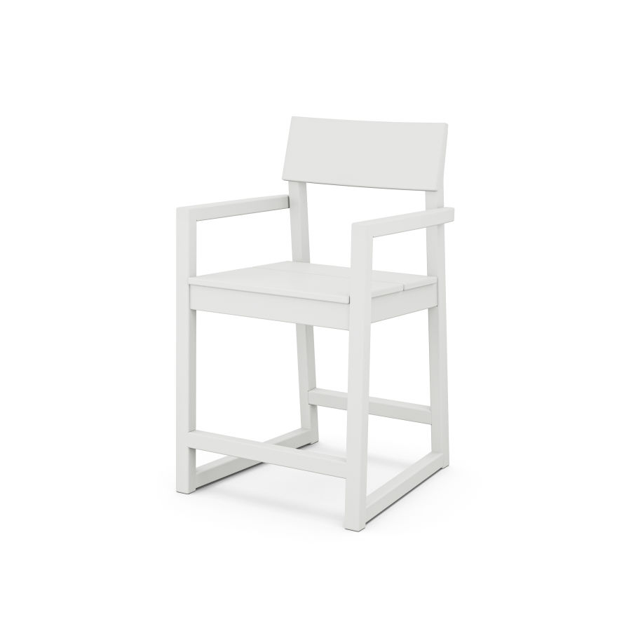 POLYWOOD EDGE Counter Arm Chair in White