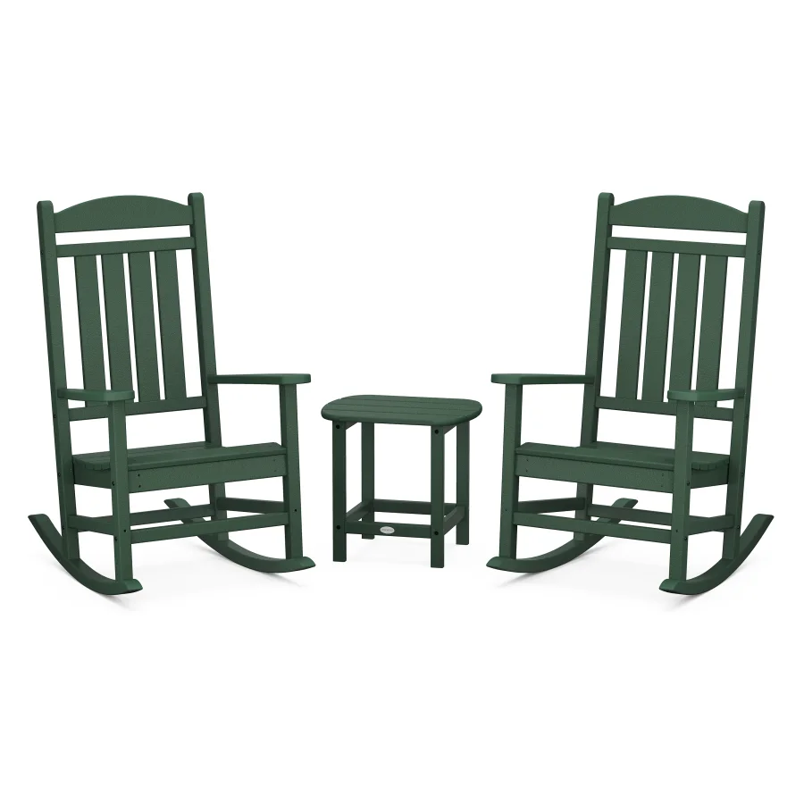 POLYWOOD Presidential Rocking Chair 3-Piece Set in Green