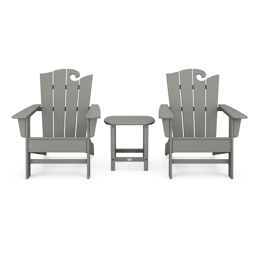 POLYWOOD Wave 3-Piece Adirondack Set with The Ocean Chair in Slate Grey