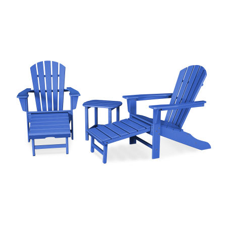 POLYWOOD Palm Coast Ultimate Adirondack 3-Piece Set in Pacific Blue