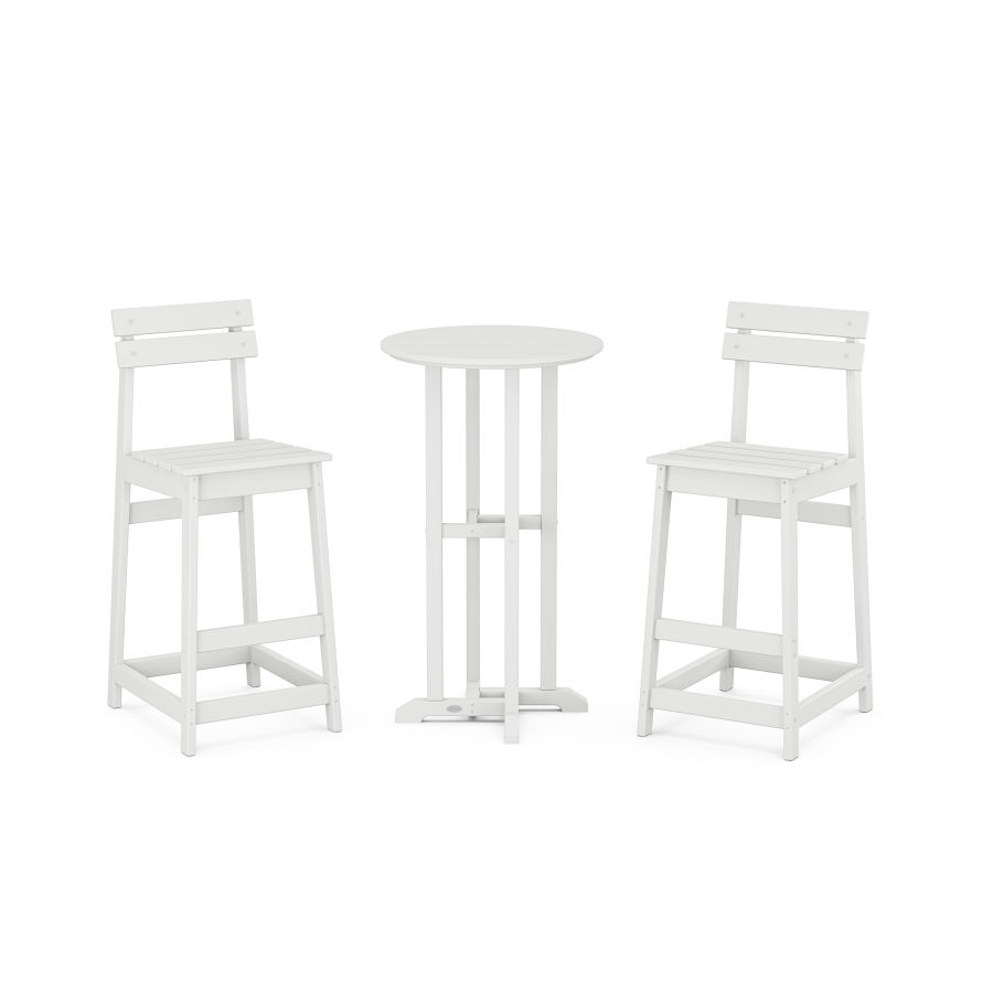 POLYWOOD Modern Studio Plaza Bar Chair 3-Piece Bistro Set in White