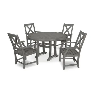 POLYWOOD Braxton 5-Piece Nautical Trestle Arm Chair Dining Set