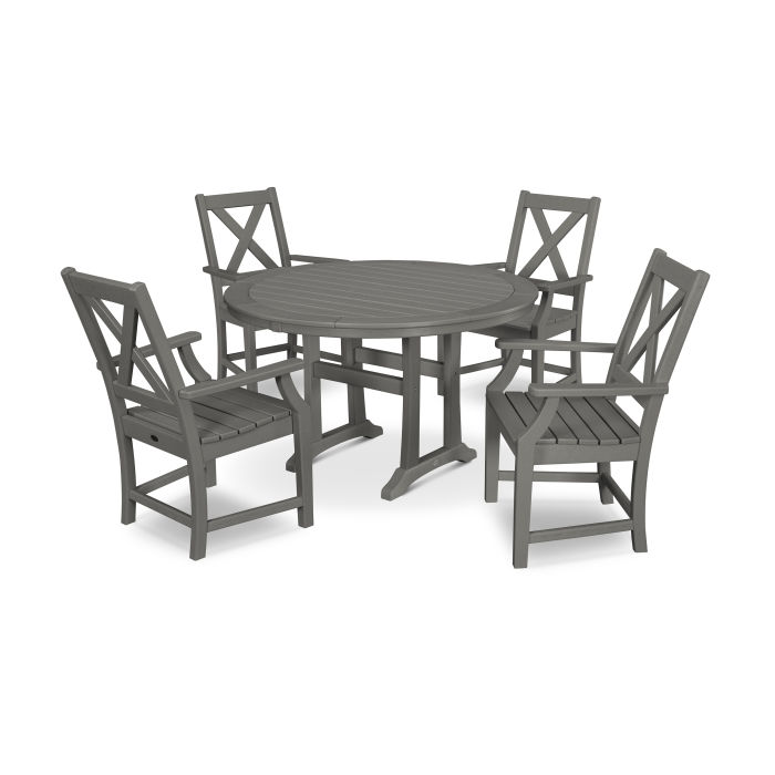 POLYWOOD Braxton 5-Piece Nautical Trestle Arm Chair Dining Set