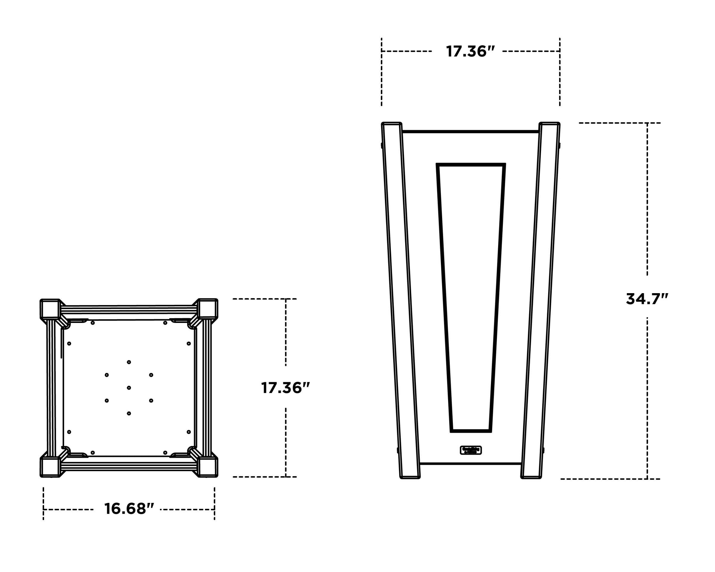Dimensions for Country Living Tapered Square Planter Box