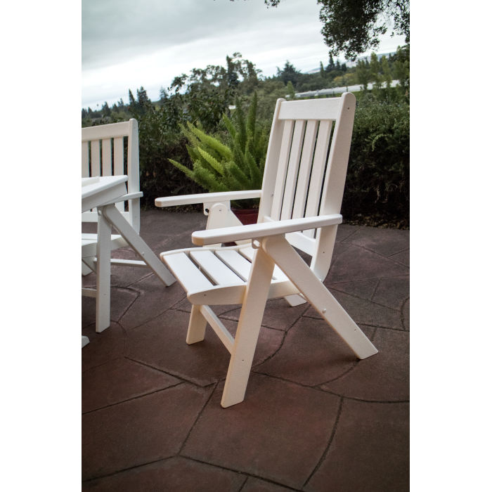 POLYWOOD Vineyard Folding Chair 7-Piece Nautical Dining Set with Trestle Legs in Vintage Finish