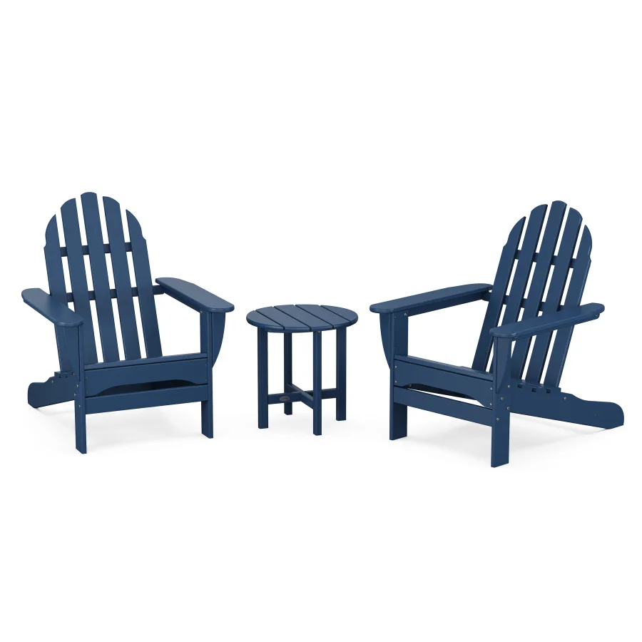 POLYWOOD Classic Adirondack 3-Piece Set in Navy