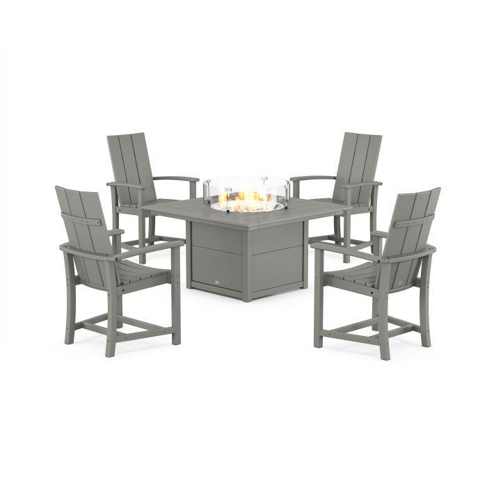 POLYWOOD Modern 4-Piece Upright Adirondack Conversation Set with Fire Pit Table