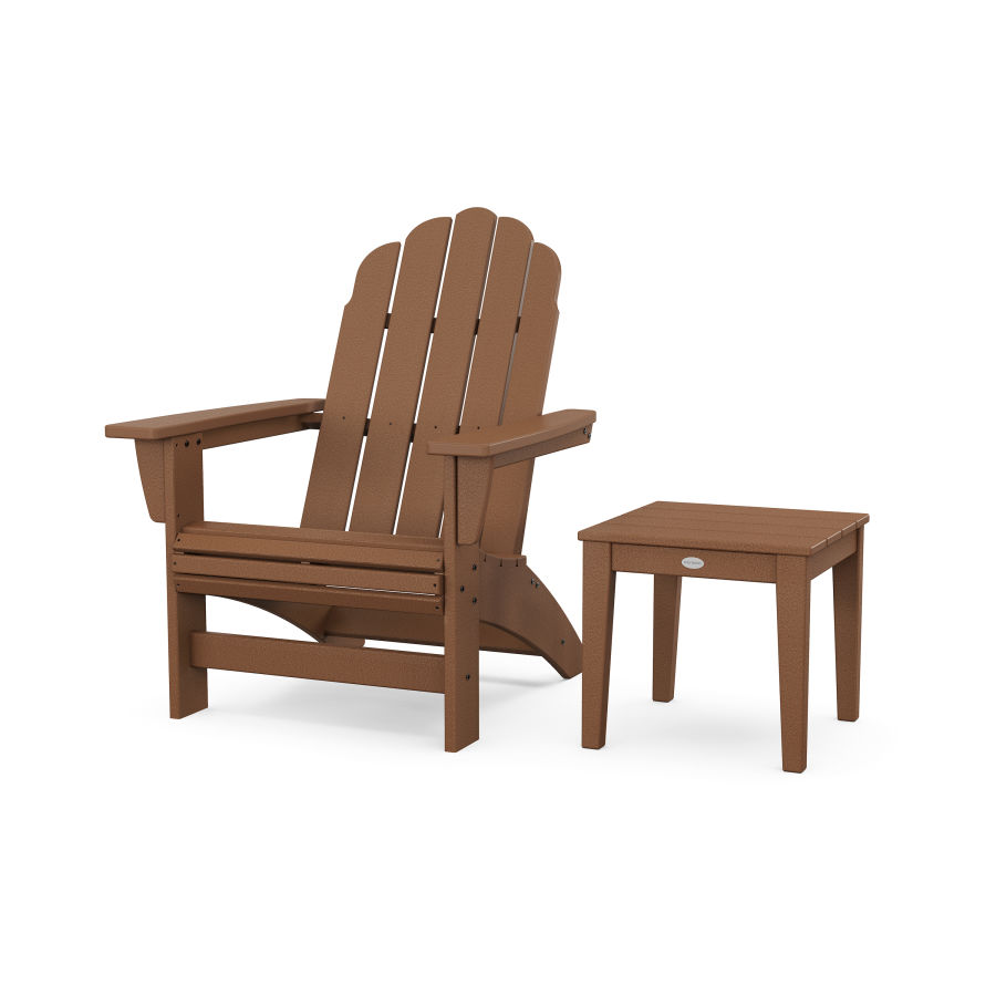 POLYWOOD Vineyard Grand Adirondack Chair with Side Table in Teak