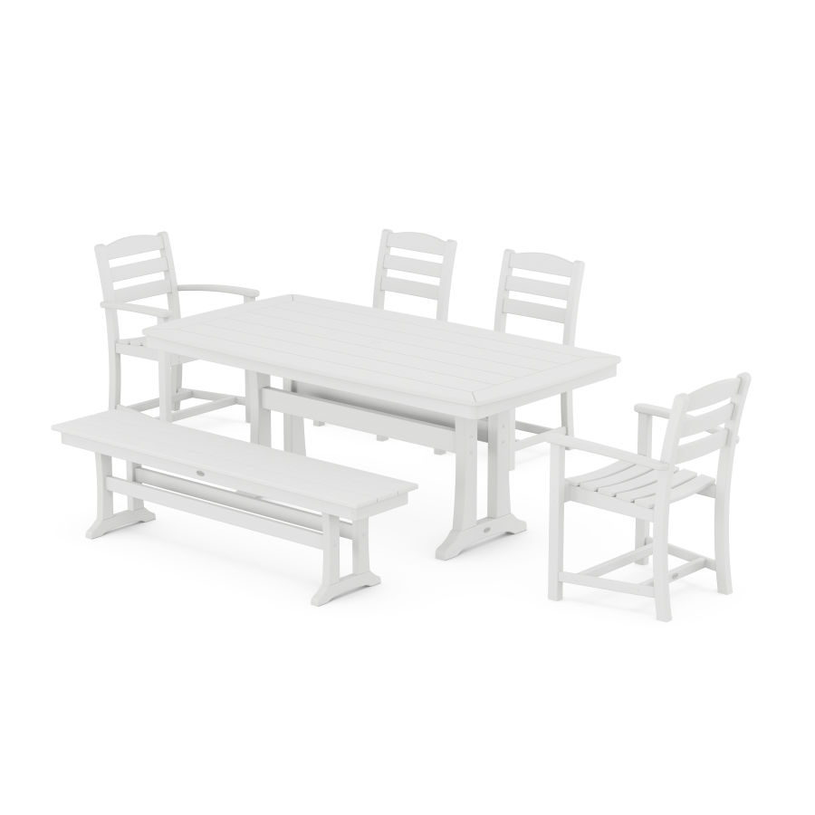 POLYWOOD La Casa Cafe 6-Piece Dining Set with Trestle Legs in White