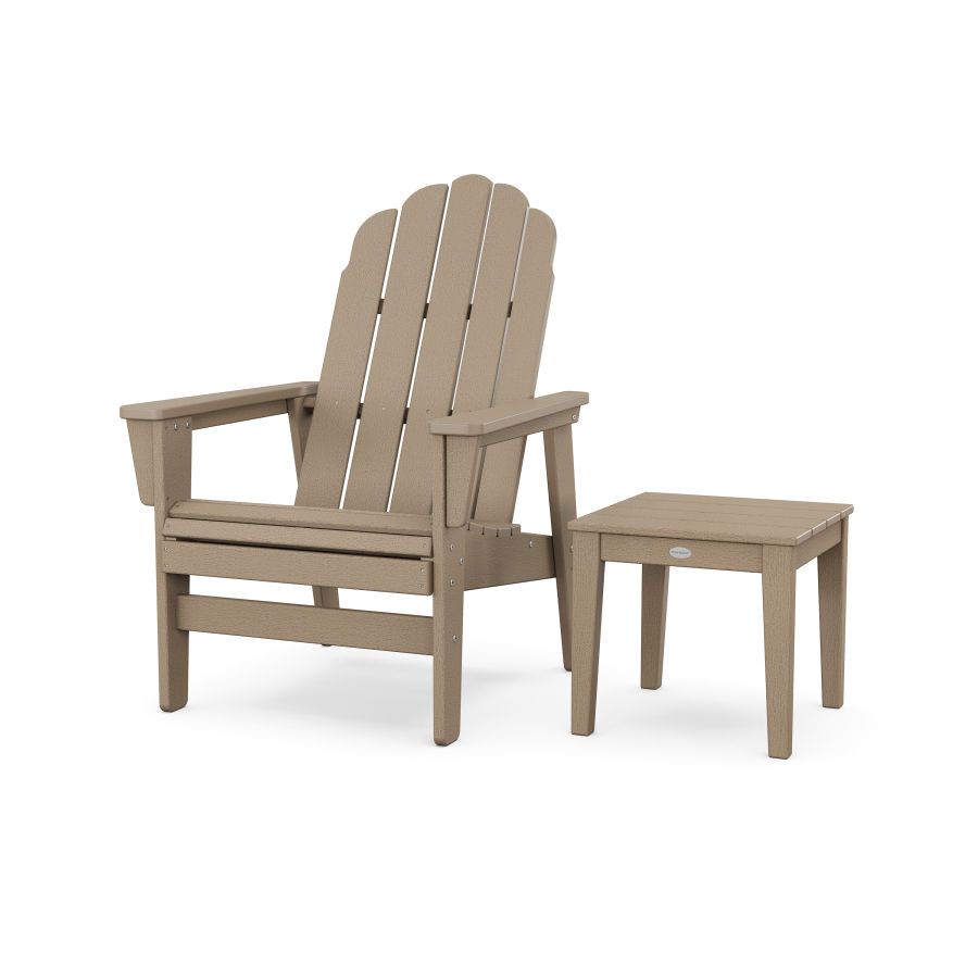 POLYWOOD Vineyard Grand Upright Adirondack Chair with Side Table in Vintage Sahara